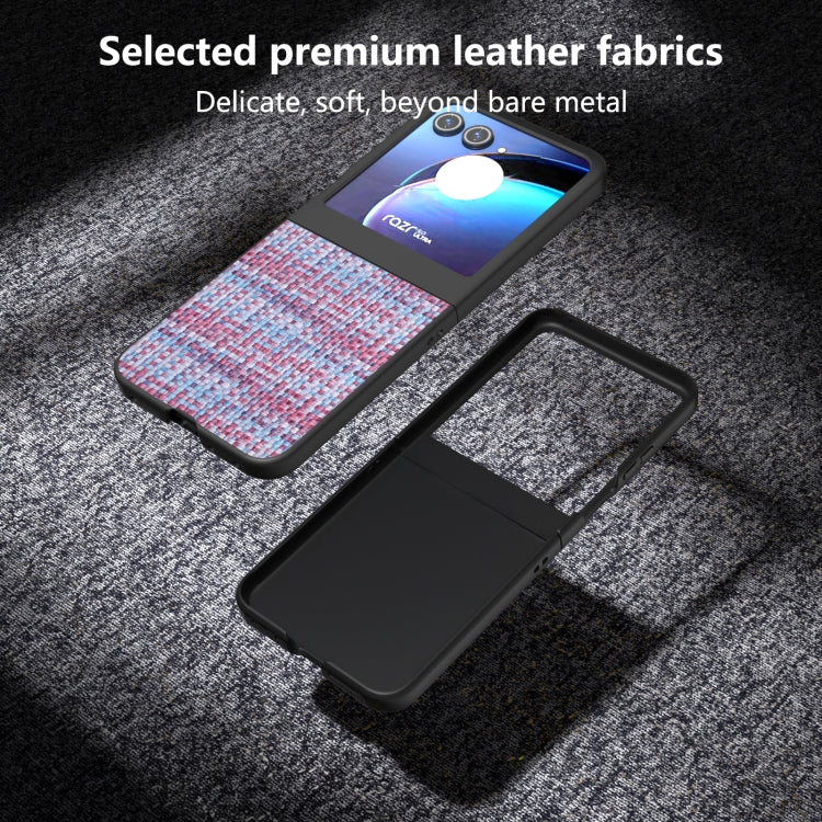 For Motorola Razr 50 Black Frame Color Lattice Texture PU Phone Case(Purple) by buy2fix