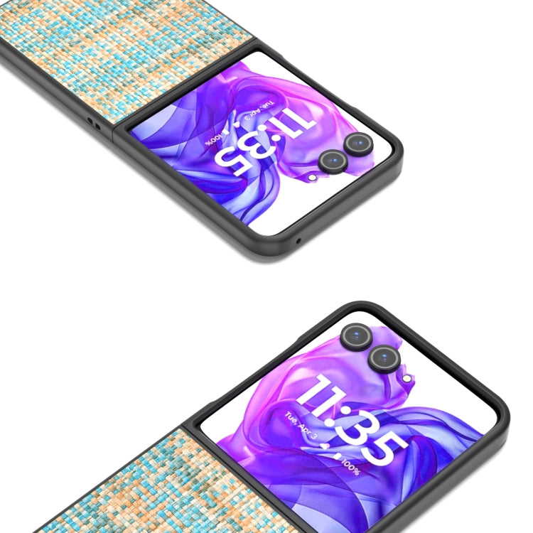 For Motorola Razr 50 Ultra Black Frame Color Lattice Texture PU Phone Case(Blue) by buy2fix