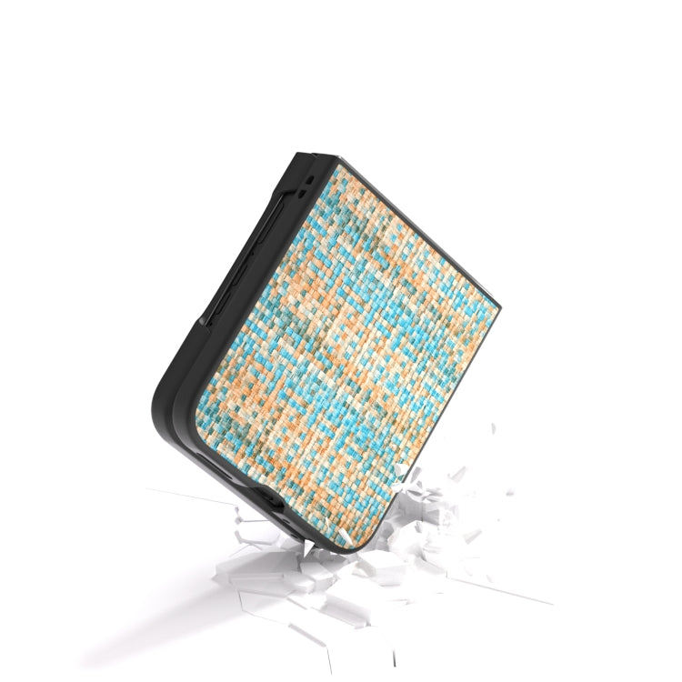 For Motorola Razr 50 Ultra Black Frame Color Lattice Texture PU Phone Case(Blue) by buy2fix