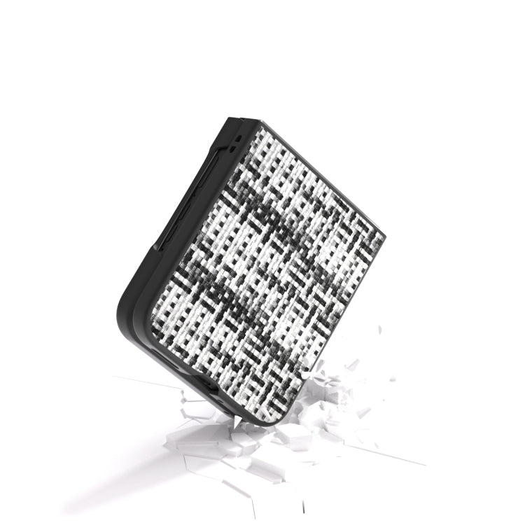 For Motorola Razr 50 Ultra Black Frame Color Lattice Texture PU Phone Case(Black) by buy2fix