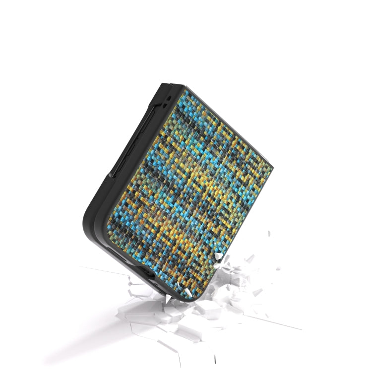 For Motorola Razr 50 Ultra Black Frame Color Lattice Texture PU Phone Case(Gold) by buy2fix