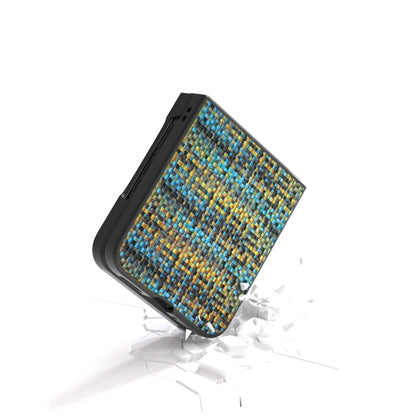 For Motorola Razr 50 Ultra Black Frame Color Lattice Texture PU Phone Case(Gold) by buy2fix