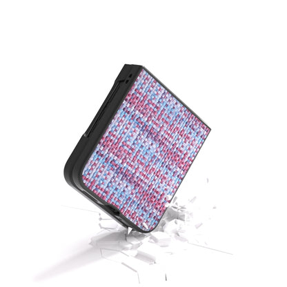 For Motorola Razr 50 Ultra Black Frame Color Lattice Texture PU Phone Case(Purple) by buy2fix