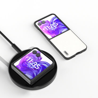 For Motorola Razr 50 Ultra ABEEL Genuine Leather Wave Black Edge Phone Case(Grey) by buy2fix