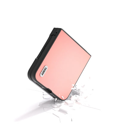 For Motorola Razr 50 Ultra ABEEL Genuine Leather Wave Black Edge Phone Case(Pink) by buy2fix