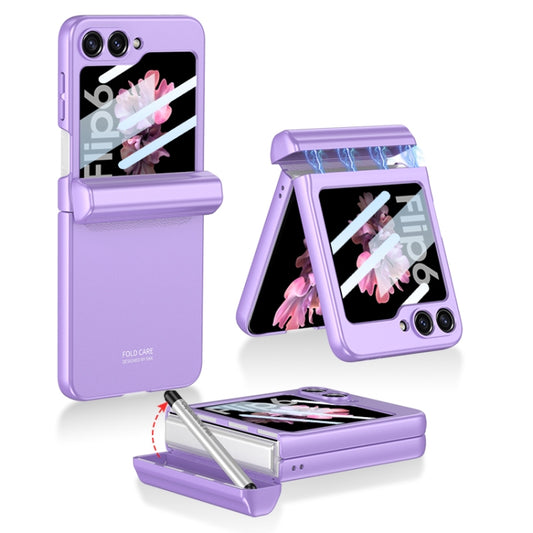 For Samsung Galaxy Z Flip6 / Flip7 FE GKK Integrated Magnetic Full Coverage Flip Phone Case with Pen Box+Pen(Purple) - Galaxy Z Flip6 5G Cases by GKK | Online Shopping UK | buy2fix