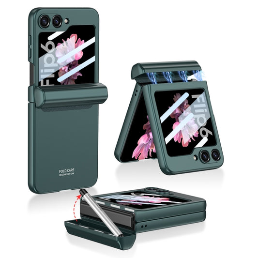 For Samsung Galaxy Z Flip6 / Flip7 FE GKK Integrated Magnetic Full Coverage Flip Phone Case with Pen Box+Pen(Night Green) - Galaxy Z Flip6 5G Cases by GKK | Online Shopping UK | buy2fix