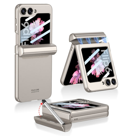 For Samsung Galaxy Z Flip6 / Flip7 FE GKK Integrated Magnetic Full Coverage Flip Phone Case with Pen Box+Pen(Gray) - Galaxy Z Flip6 5G Cases by GKK | Online Shopping UK | buy2fix