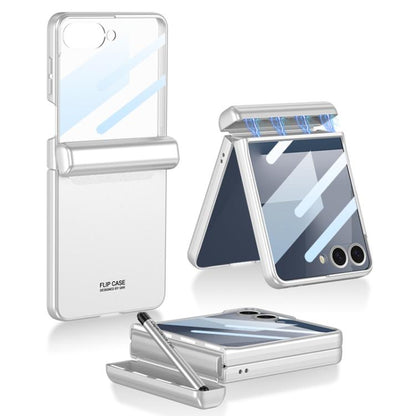 For Samsung Galaxy Z Flip7 5G GKK Integrated Magnetic Full Coverage Flip Phone Case with Pen Box+Pen(Silver) - Galaxy Z Flip7 5G Cases by GKK | Online Shopping UK | buy2fix
