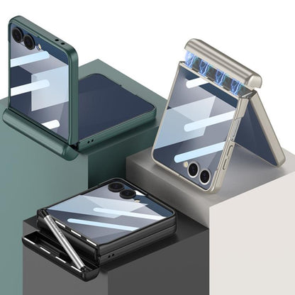 For Samsung Galaxy Z Flip7 5G GKK Integrated Magnetic Full Coverage Flip Phone Case with Pen Box+Pen(Silver) - Galaxy Z Flip7 5G Cases by GKK | Online Shopping UK | buy2fix