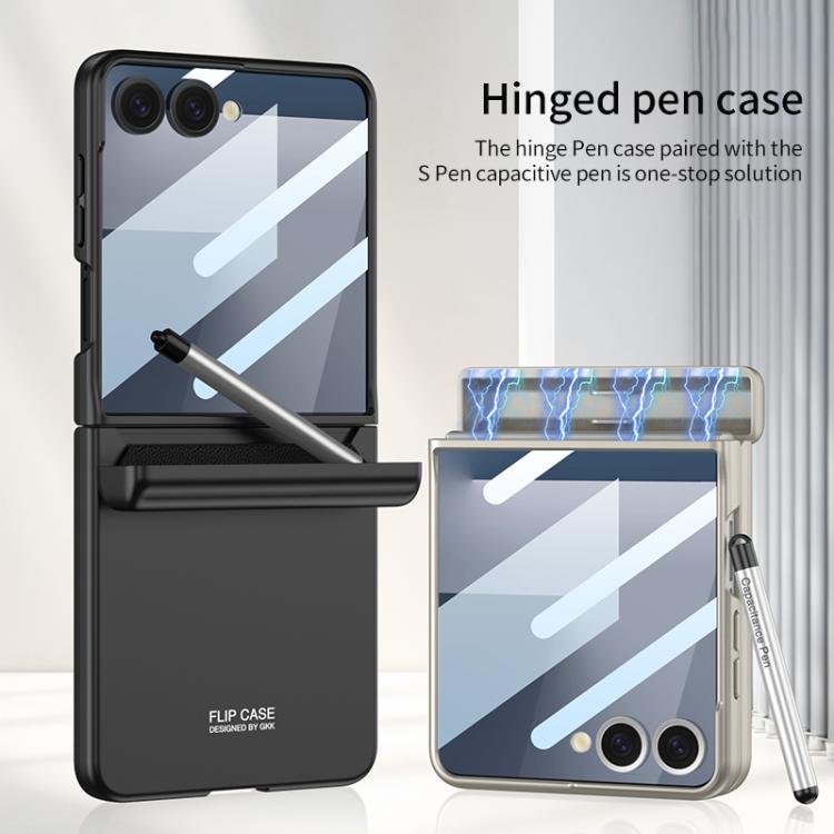 For Samsung Galaxy Z Flip7 5G GKK Integrated Magnetic Full Coverage Flip Phone Case with Pen Box+Pen(Silver) - Galaxy Z Flip7 5G Cases by GKK | Online Shopping UK | buy2fix
