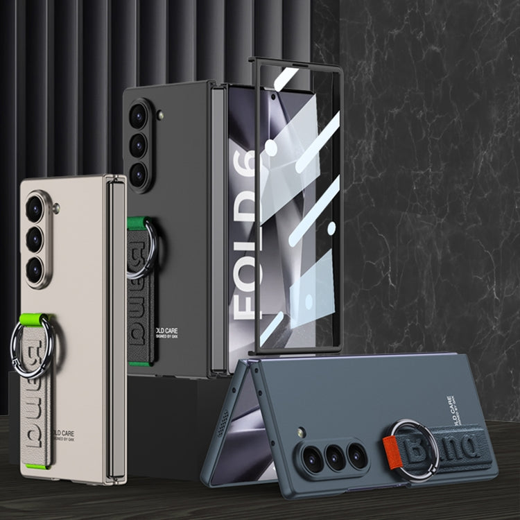 For Samsung Galaxy Z Fold6 GKK Integrated Big Hole Side Wrist Strap Ring Phone Case(Black) by GKK