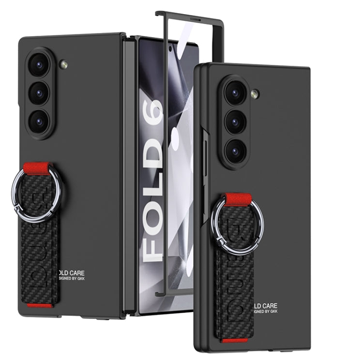 For Samsung Galaxy Z Fold6 GKK Integrated Big Hole Side Wrist Strap Ring Phone Case(Carbon Fibre Black) by GKK