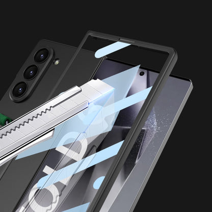 For Samsung Galaxy Z Fold6 GKK Integrated Big Hole Side Wrist Strap Ring Phone Case(Carbon Fibre Black) by GKK