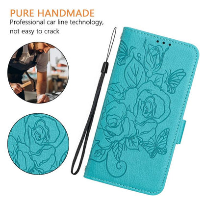 For iPhone Air Embossed Rose RFID Anti-theft Leather Phone Case(Light Blue) - iPhone Air Cases by buy2fix | Online Shopping UK | buy2fix