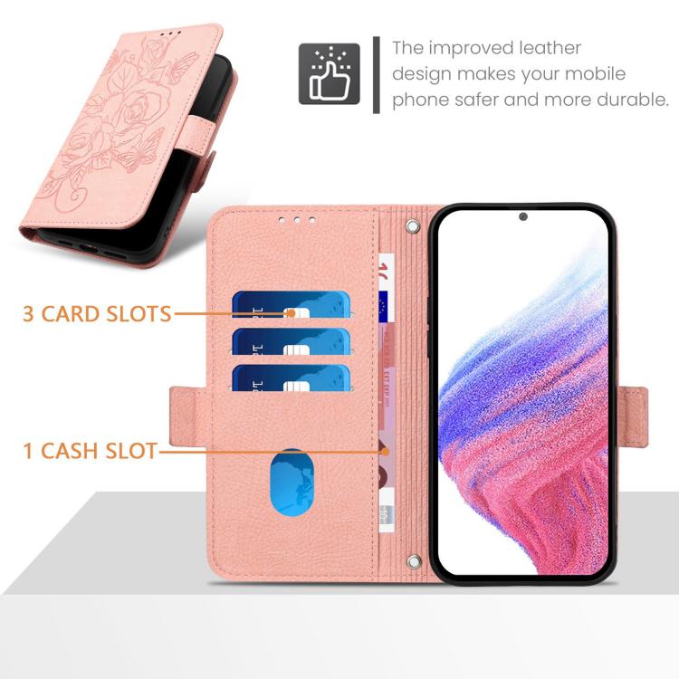 For iPhone Air Embossed Rose RFID Anti-theft Leather Phone Case(Pink) - iPhone Air Cases by buy2fix | Online Shopping UK | buy2fix