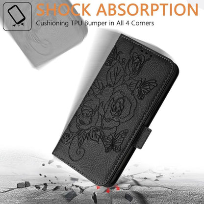 For iPhone Air Embossed Rose RFID Anti-theft Leather Phone Case(Black) - iPhone Air Cases by buy2fix | Online Shopping UK | buy2fix
