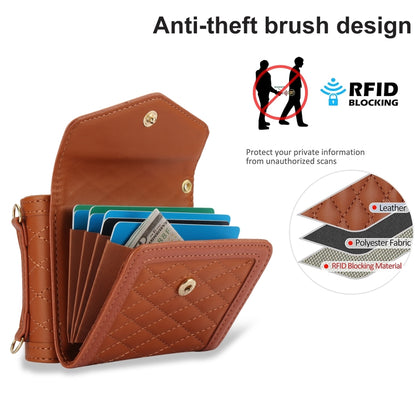 For Motorola Razr 40 Splicing Rhombic Texture Phone Case with Long & Short Lanyard(Brown) - Motorola Cases by buy2fix | Online Shopping UK | buy2fix