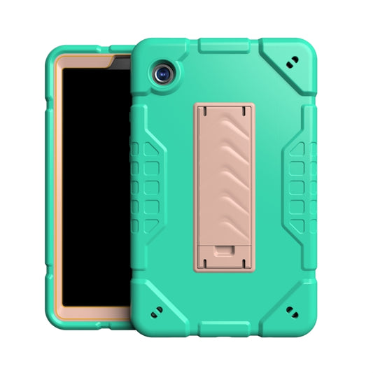 For Samsung Galaxy Tab A9 Armor Holder Silicone Hybrid PC Tablet Case(Mint Green Gold) - Galaxy Tab A9 by buy2fix | Online Shopping UK | buy2fix
