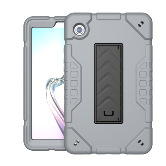 For Samsung Galaxy Tab A9+ Armor Holder Silicone Hybrid PC Tablet Case(Grey Black) - Galaxy Tab A9+ by buy2fix | Online Shopping UK | buy2fix