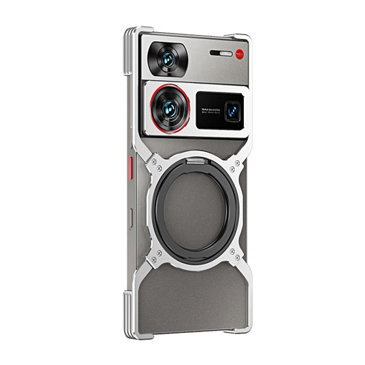 For ZTE nubia Z60 Ultra Leading Mechanical Arm Borderless MagSafe Holder Metal Phone Case(Silver) - ZTE Cases by buy2fix | Online Shopping UK | buy2fix