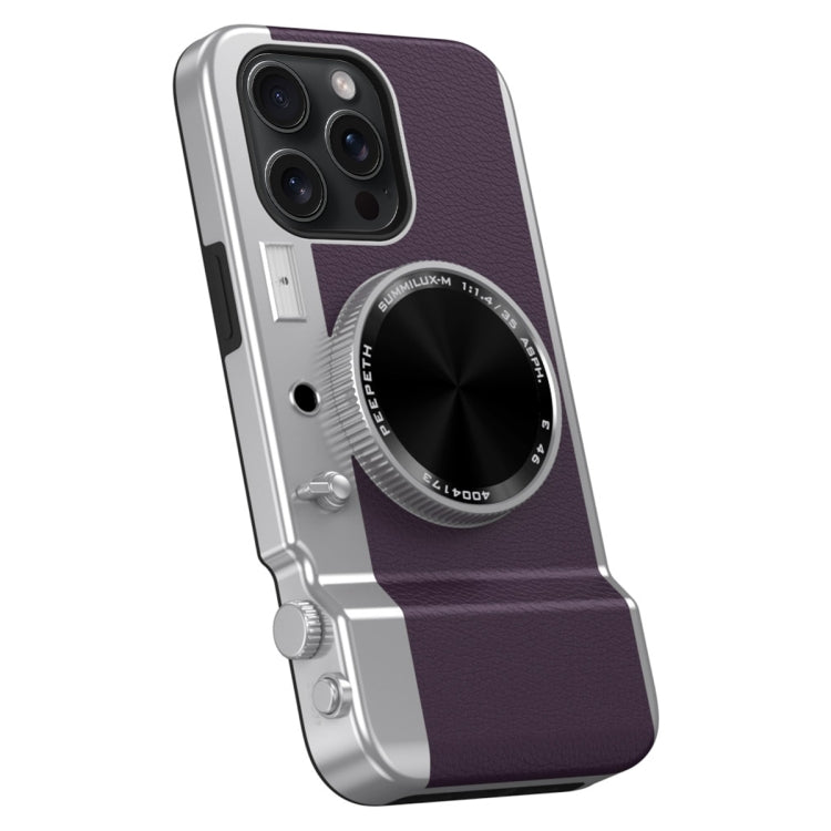 For iPhone 15 Pro Max 3D Retro Bluetooth Camera Magsafe Mirror Phone Case(Dark Purple) - iPhone 15 Pro Max Cases by buy2fix | Online Shopping UK | buy2fix