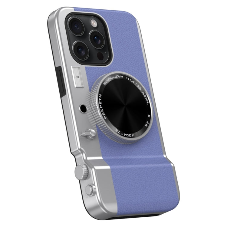 For iPhone 15 Pro Max 3D Retro Bluetooth Camera Magsafe Mirror Phone Case(Purple Blue) - iPhone 15 Pro Max Cases by buy2fix | Online Shopping UK | buy2fix