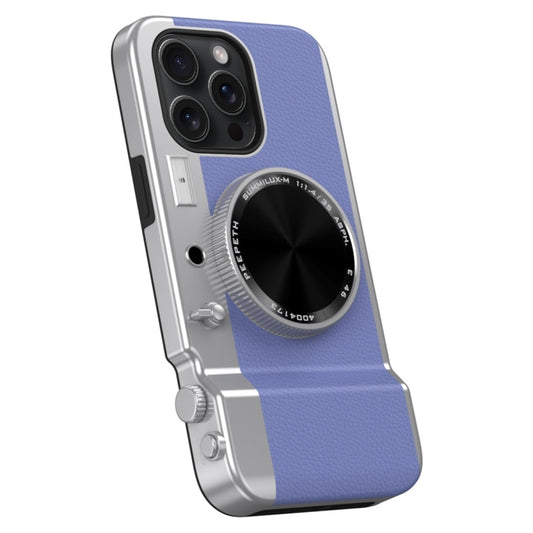 For iPhone 15 Pro Max 3D Retro Bluetooth Camera Magsafe Mirror Phone Case(Purple Blue) - iPhone 15 Pro Max Cases by buy2fix | Online Shopping UK | buy2fix