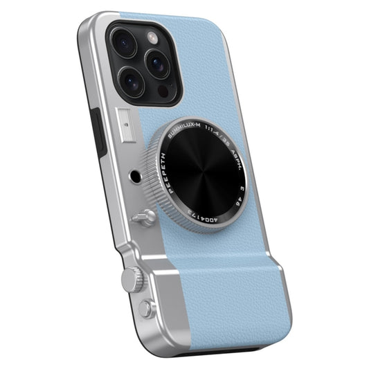 For iPhone 15 Pro 3D Retro Bluetooth Camera Magsafe Mirror Phone Case(Light Blue) - iPhone 15 Pro Cases by buy2fix | Online Shopping UK | buy2fix