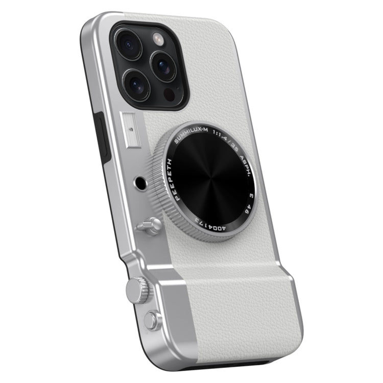 For iPhone 15 Pro 3D Retro Bluetooth Camera Magsafe Mirror Phone Case(White) - iPhone 15 Pro Cases by buy2fix | Online Shopping UK | buy2fix