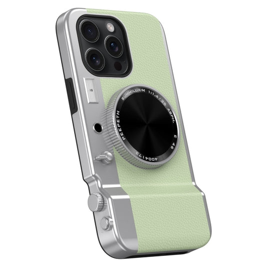 For iPhone 15 Pro 3D Retro Bluetooth Camera Magsafe Mirror Phone Case(Light Green) - iPhone 15 Pro Cases by buy2fix | Online Shopping UK | buy2fix