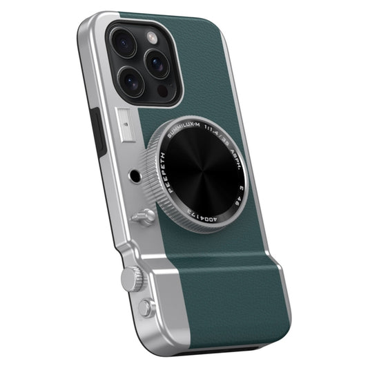 For iPhone 15 Pro 3D Retro Bluetooth Camera Magsafe Mirror Phone Case(Dark Green) - iPhone 15 Pro Cases by buy2fix | Online Shopping UK | buy2fix