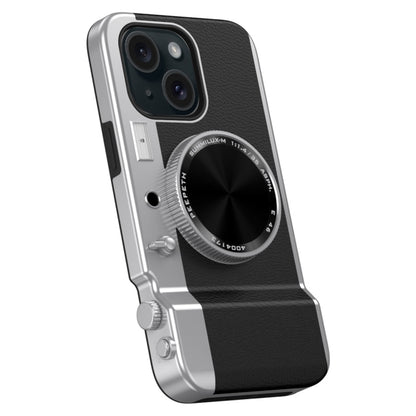 For iPhone 15 3D Retro Bluetooth Camera Magsafe Mirror Phone Case(Black) - iPhone 15 Cases by buy2fix | Online Shopping UK | buy2fix