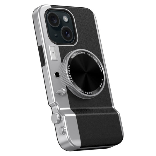 For iPhone 15 3D Retro Bluetooth Camera Magsafe Mirror Phone Case(Black) - iPhone 15 Cases by buy2fix | Online Shopping UK | buy2fix