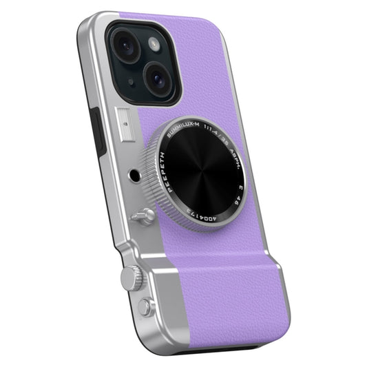 For iPhone 14 3D Retro Bluetooth Camera Magsafe Mirror Phone Case(Lavender Purple) - iPhone 14 Cases by buy2fix | Online Shopping UK | buy2fix
