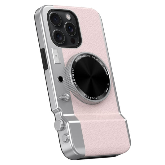 For iPhone 12 Pro 3D Retro Bluetooth Camera Magsafe Mirror Phone Case(Pink) - iPhone 12 / 12 Pro Cases by buy2fix | Online Shopping UK | buy2fix