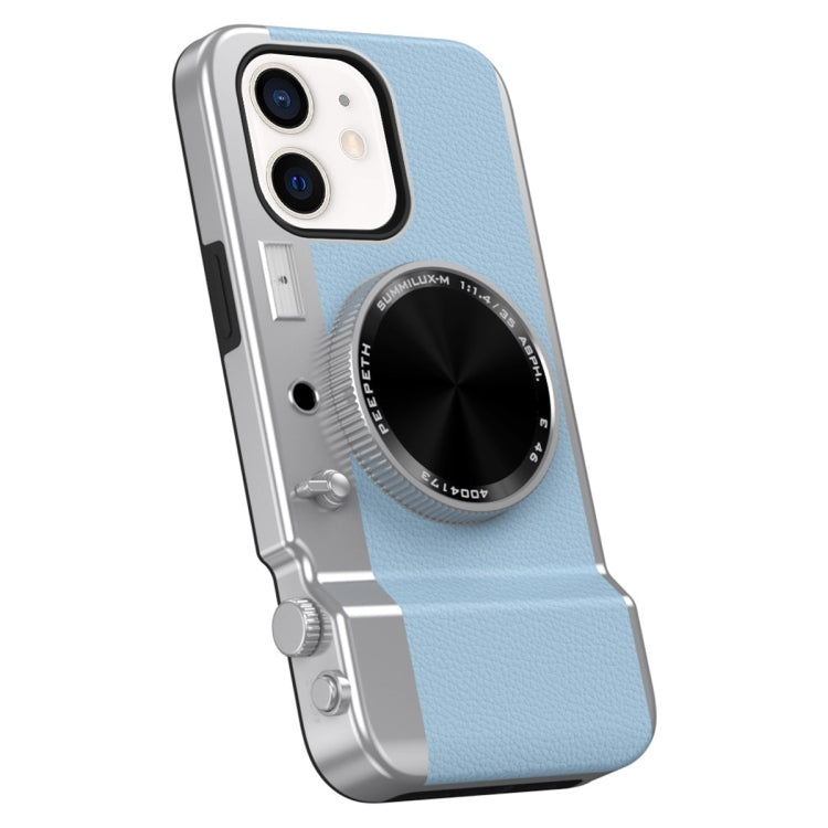 For iPhone 12 3D Retro Bluetooth Camera Magsafe Mirror Phone Case(Light Blue) - iPhone 12 / 12 Pro Cases by buy2fix | Online Shopping UK | buy2fix