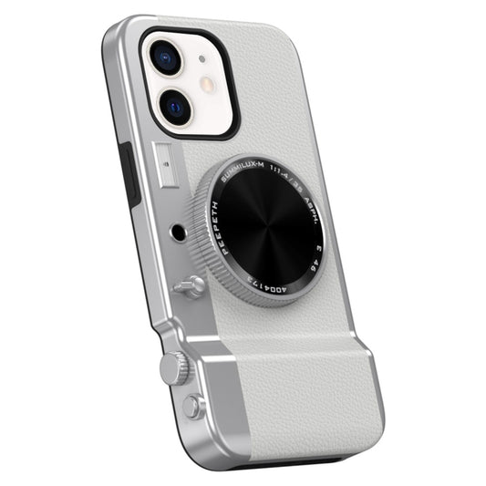 For iPhone 12 3D Retro Bluetooth Camera Magsafe Mirror Phone Case(White) - iPhone 12 / 12 Pro Cases by buy2fix | Online Shopping UK | buy2fix