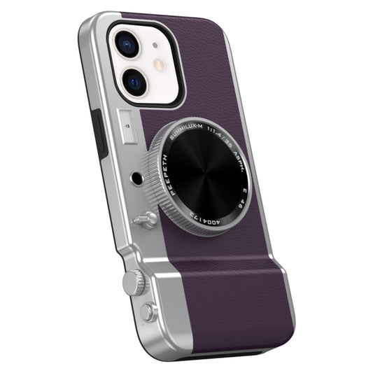For iPhone 11 3D Retro Bluetooth Camera Magsafe Mirror Phone Case(Dark Purple) - iPhone 11 Cases by buy2fix | Online Shopping UK | buy2fix