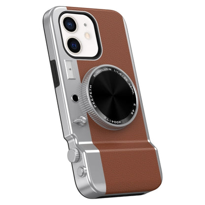 For iPhone 11 3D Retro Bluetooth Camera Magsafe Mirror Phone Case(Brown) - iPhone 11 Cases by buy2fix | Online Shopping UK | buy2fix