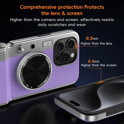 For iPhone 14 Pro Max 3D Retro Bluetooth Camera Magsafe Mirror Phone Case(Dark Purple) - iPhone 14 Pro Max Cases by buy2fix | Online Shopping UK | buy2fix