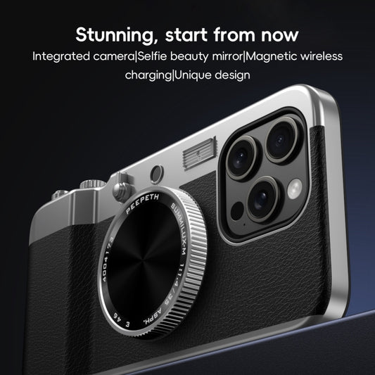 For iPhone 15 Pro 3D Retro Bluetooth Camera Magsafe Mirror Phone Case(Black) - iPhone 15 Pro Cases by buy2fix | Online Shopping UK | buy2fix