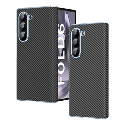 For Samsung Galaxy Z Fold5 5G Electroplated Carbon Fiber Pattern Folding Phone Case with Hinge(Black) - Galaxy Z Fold5 Cases by buy2fix | Online Shopping UK | buy2fix