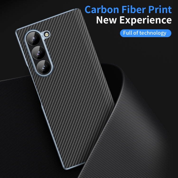 For Samsung Galaxy Z Fold5 5G Electroplated Carbon Fiber Pattern Folding Phone Case with Hinge(Black) - Galaxy Z Fold5 Cases by buy2fix | Online Shopping UK | buy2fix