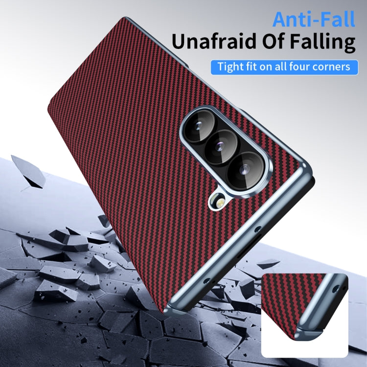 For Samsung Galaxy Z Fold5 5G Electroplated Carbon Fiber Pattern Folding Phone Case with Hinge(Red) - Galaxy Z Fold5 Cases by buy2fix | Online Shopping UK | buy2fix