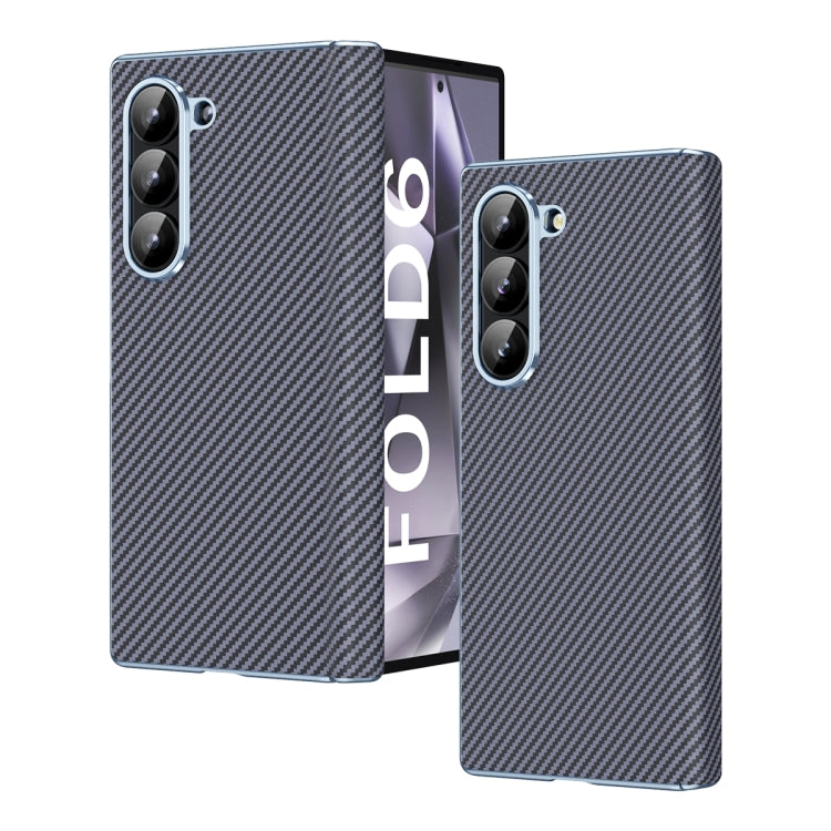 For Samsung Galaxy Z Fold5 5G Electroplated Carbon Fiber Pattern Folding Phone Case with Hinge(Grey) - Galaxy Z Fold5 Cases by buy2fix | Online Shopping UK | buy2fix
