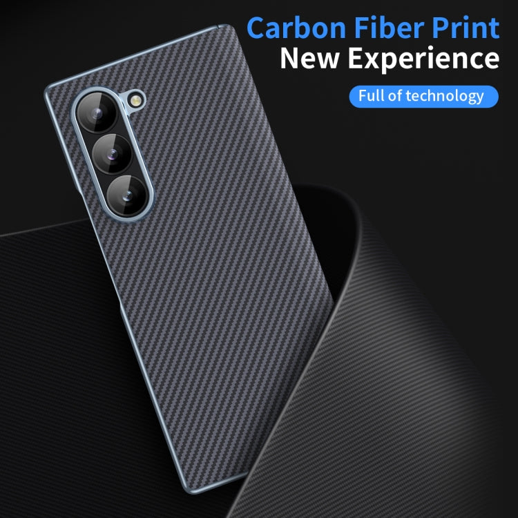 For Samsung Galaxy Z Fold5 5G Electroplated Carbon Fiber Pattern Folding Phone Case with Hinge(Grey) - Galaxy Z Fold5 Cases by buy2fix | Online Shopping UK | buy2fix