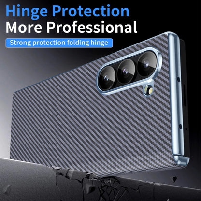 For Samsung Galaxy Z Fold5 5G Electroplated Carbon Fiber Pattern Folding Phone Case with Hinge(Grey) - Galaxy Z Fold5 Cases by buy2fix | Online Shopping UK | buy2fix