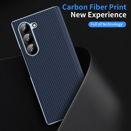 For Samsung Galaxy Z Fold5 5G Electroplated Carbon Fiber Pattern Folding Phone Case with Hinge(Blue) - Galaxy Z Fold5 Cases by buy2fix | Online Shopping UK | buy2fix