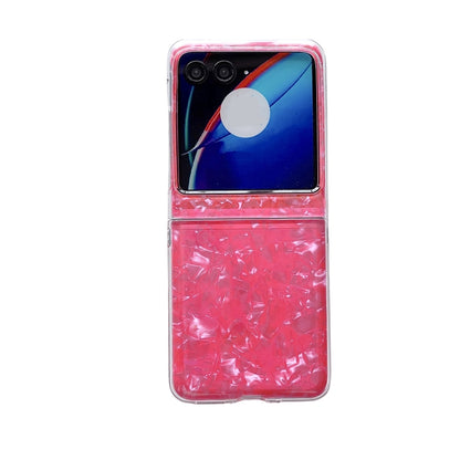 For Motorola Razr 40 Ultra Pearlescent Shell Texture Phone Case(Red) by buy2fix